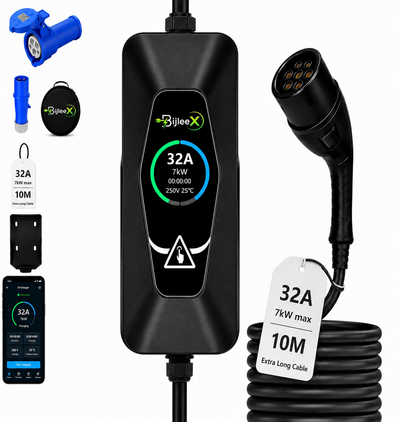7 kW EV Charger Type 2 32AMP with wall mount , UK Industrial plug (CEE) 10 MeterLong length Bluetooth/ Wifi App (MRS-EA2-07032AC) (Copy)